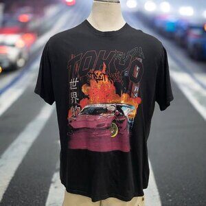 Tokyo Street Racer Graphic T 2XL Bold Japanese Streetwear Urban Car Casual Party